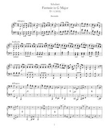 Partition complète, Fantasie, D.1, Fantasie for Piano Duet, Schubert, Franz