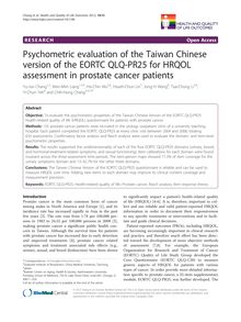 Psychometric evaluation of the Taiwan Chinese version of the EORTC QLQ-PR25 for HRQOL assessment in prostate cancer patients