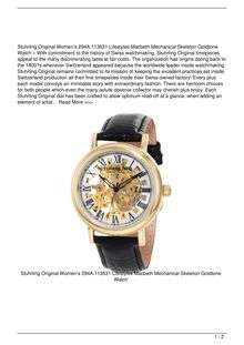 Stuhrling Original Women8217s 294A.113531 Lifestyles Macbeth Mechanical Skeleton Goldtone Watch Watch Review