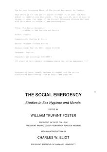 The Social Emergency - Studies in Sex Hygiene and Morals