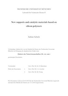 New supports and catalytic materials based on silicon polymers [Elektronische Ressource] / Sabine Scholz