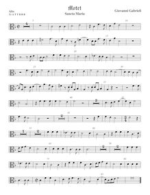 Partition ténor viole de gambe 1, alto clef, Sancta Maria à 7, Gabrieli, Giovanni