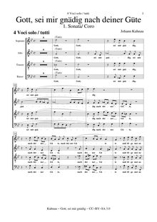 Partition chœur Score (S A T B), Gott sei mir gnädig, Cantata for Quinquagesima