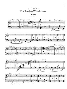 Partition harpe, Des Knaben Wunderhorn, Mahler, Gustav