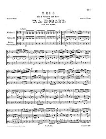 Partition complète, Trio, Nachtmusik, B♭ major, Mozart, Wolfgang Amadeus