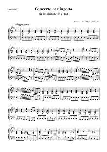Partition Continuo realization, basson Concerto en E minor, Vivaldi, Antonio
