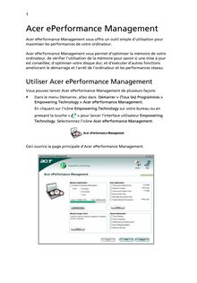 Notice Ordinateur portable Acer  eperformance management