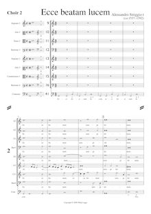 Partition chœur 2 vocal score, Ecce beatam lucem à 40, Ecco sì beato giorno (?)