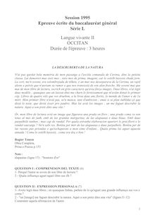 Occitan - Langue d Oc (Gascon) LV2 1995 Littéraire Baccalauréat général