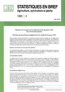 Résultats de l enquête sur le cheptel bovin de décembre 1994 dans l Union européenne