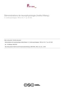 Démonstrations de neurophysiologie (Institut Marey) - article ; n°1 ; vol.53, pg 321-322