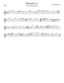 Partition aigu 2 ou ténor viole de gambe (octave aigu clef), Amarilli mia bella