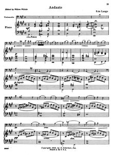 Partition de piano et partition de violoncelle, Andante en A major