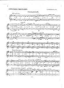 Partition clarinettes en B-flat (2) , partie, Concerto Militaire Op.18