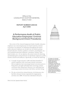 Report - A Performance Audit of Public Education Employees  Criminal Background Check
