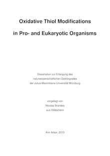 Oxidative thiol modifications in pro- and eukaryotic organisms [Elektronische Ressource] / vorgelegt von Nicolas Brandes