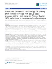 Proton and carbon ion radiotherapy for primary brain tumors delivered with active raster scanning at the Heidelberg Ion Therapy Center (HIT): early treatment results and study concepts