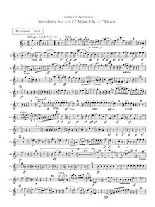 Partition clarinette 1, 2 (B♭), Symphony No.3, Op.55, Eroica, E♭ major