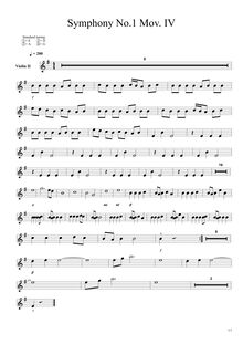 Partition violons II Mov. IV, Symphony No.1 en E minor, E minor
