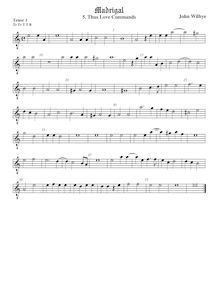 Partition ténor viole de gambe 1, octave aigu clef, madrigaux - Set 1 par John Wilbye