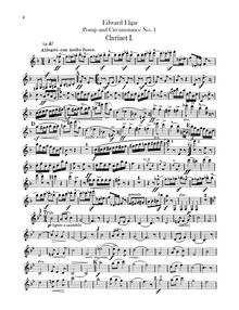 Partition clarinette 1, 2, basse clarinette (en A), Pomp et Circumstance, Op.39