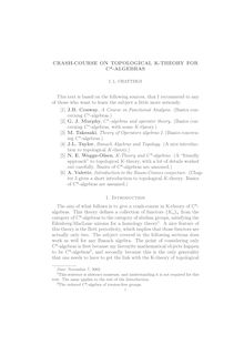 CRASH COURSE ON TOPOLOGICAL K THEORY FOR C* ALGEBRAS