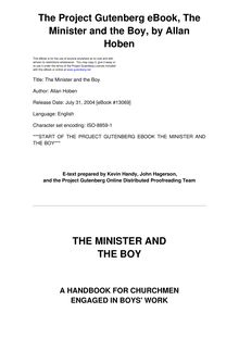 The Minister and the Boy - A Handbook for Churchmen Engaged in Boys  Work