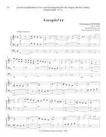 Partition Vorspiel 11, Leicht ausführbare Vor- und Nachspiele für die Orgel, bande 1