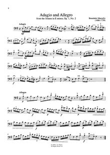 Partition Adagio et Allegro, solo , partie, 6 sonates pour violoncelle et Continuo, Op.1