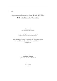 Spectroscopic properties from hybrid QM, MM molecular dynamics simulation [Elektronische Ressource] / vorgelegt von Sittipong Komin