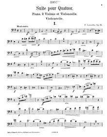 Partition de violoncelle,  pour Piano quatuor, Op.51, Suite pour quatuor (piano, 2 violons et violoncelle), op. 51, par F. Luzzatto.