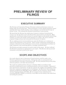 Preliminary Review of Filings (Audit No. 401)