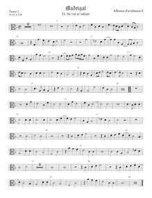Partition ténor viole de gambe 1, alto clef, Madrigali a 5 voci, Libro 1