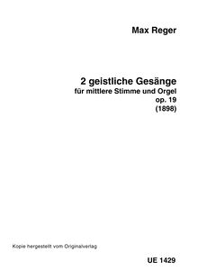 Partition complète, 2 Geistliche Gesänge, Op.19, Reger, Max