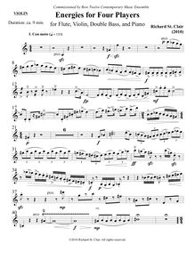 Partition violon, Energies pour Four musiciens pour flûte, violon, corde basse et Piano