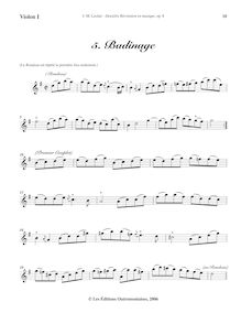 Partition violon 1, Deuxième récréation de musique, Suite for 2 flutes or violins and basso continuo par Jean-Marie Leclair