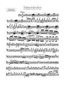 Partition violoncelles / Basses, La clemenza di Tito, The Clemency of Titus