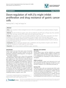 Down-regulation of miR-27a might inhibit proliferation and drug resistance of gastric cancer cells