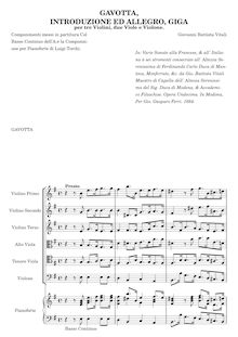 Partition complète, Gavotta, Introduzione ed Allegro, Giga, Vitali, Giovanni Battista par Giovanni Battista Vitali