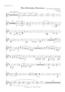 Partition clarinettes 1/2 (A), pour Hebrides, Op.26, Fingal s CaveLe Ebridi