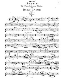 Partition de violon, violon Sonata, Op.5, Sonate [D moll] für Pianoforte und Violine componirt von Josef Labor. Op. 5.