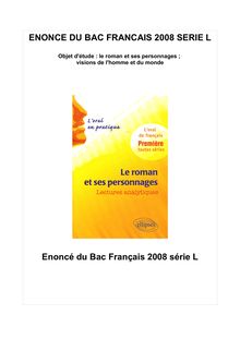 Enonce du bac francais 2008 serie L
