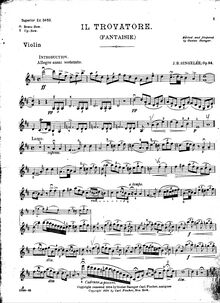 Partition de violon, Fantaisie sur des motifs de l opéra  Il Trovatore , Op.94