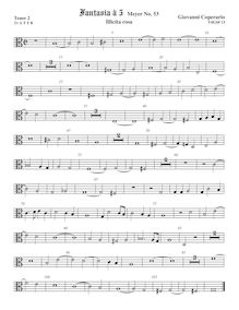 Partition ténor viole de gambe 3, alto clef, Fantasia pour 5 violes de gambe, RC 36