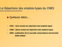 Le Répertoire des emplois types du CNRS