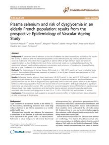Plasma selenium and risk of dysglycemia in an elderly French population: results from the prospective Epidemiology of Vascular Ageing Study