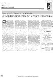 Gerschenkron - Alexander Gerschenkron et le retard économique