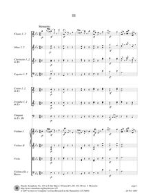 Partition , Menuetto — Trio, Symphony No.103, Drum Roll, E♭ Major
