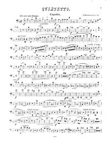 Partition basson , partie, quintette pour Piano et vents, Quintetto pour pianoforte, flute, clarinette, cor et basson, op. 55.