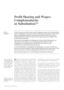 Intéressement et salaires : complémentarité ou substitution ? (version anglaise)